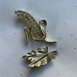 Elegant Gold and Silver Brooch Set Vintage Gold RSK  & Sarah Covington Set of 2